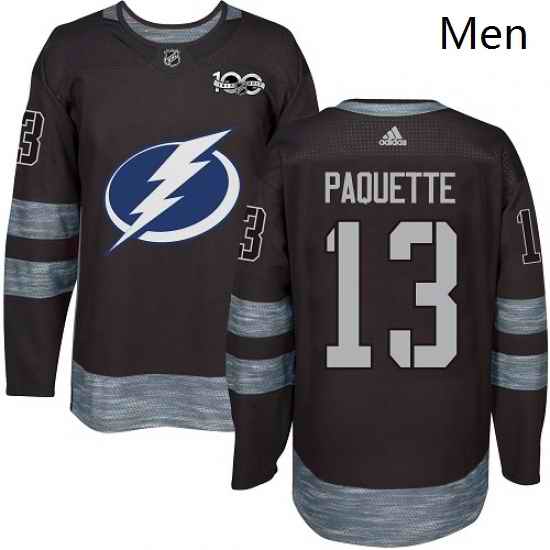Mens Adidas Tampa Bay Lightning 13 Cedric Paquette Authentic Black 1917 2017 100th Anniversary NHL Jersey